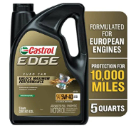 Castrol Edge 5W-40 A3/B4 Advanced Full Synthetic Motor Oil, 5 Quart Jug